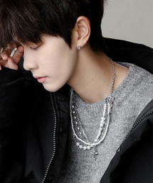 EFFECTION（エフェクション）の「【neos】クロスチャーム チェーン ガラス パール レイヤード ネックレス（ネックレス）」