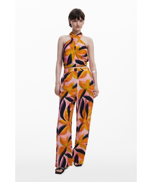 Desigual(デシグアル)の「花柄トロピカルリーフ ワイドパンツ(その他パンツ・レディース・レッド・M/S/XS/XXL/L/XL)」の4枚目の写真