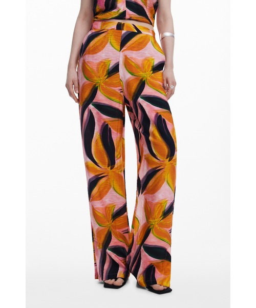 Desigual(デシグアル)の「花柄トロピカルリーフ ワイドパンツ(その他パンツ・レディース・レッド・M/S/XS/XXL/L/XL)」の8枚目の写真