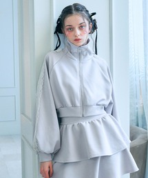Lovilyn | 配色レースクロップドトラックジャケット(ジャージ)(セットアップ可能)(ジャージ)