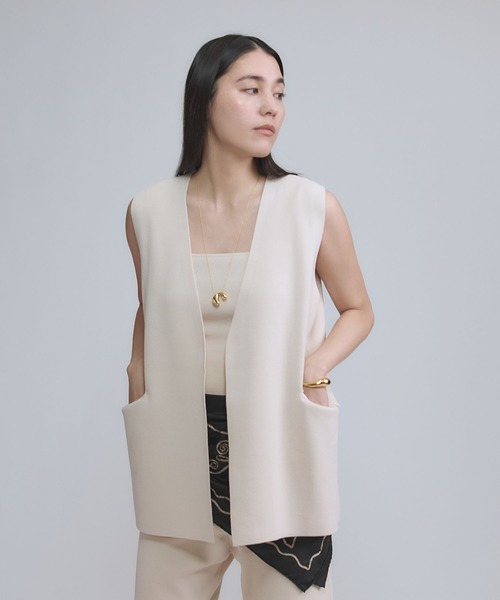 Chaos（カオス）の「Chaos(カオス)/シルクコンベスト　【セットアップ可】（ベスト・レディース・ホワイト/ネイビー/ブラック/クリーム/ネイビー系・FREE）」の19枚目の写真