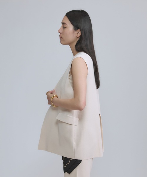 Chaos（カオス）の「Chaos(カオス)/シルクコンベスト　【セットアップ可】（ベスト・レディース・ホワイト/ネイビー/ブラック/クリーム/ネイビー系・FREE）」の20枚目の写真