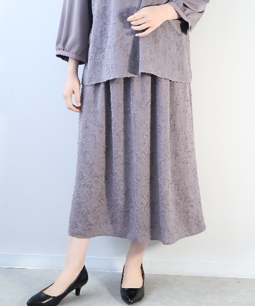 L～5L 大きいサイズ】カットジャガード ナロースカート（スカート  