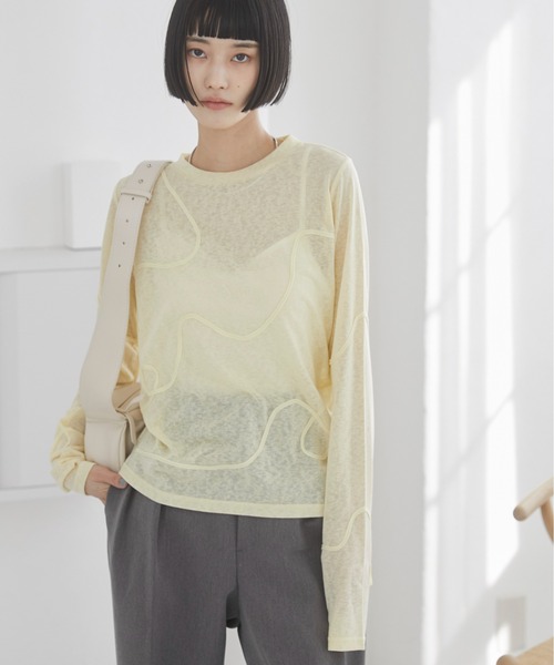 セール】コード刺繍 シアートップス（Tシャツ/カットソー