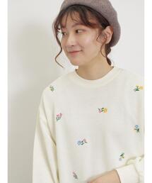 Samansa Mos2 | 小花刺繍スウェット(Tシャツ/カットソー)