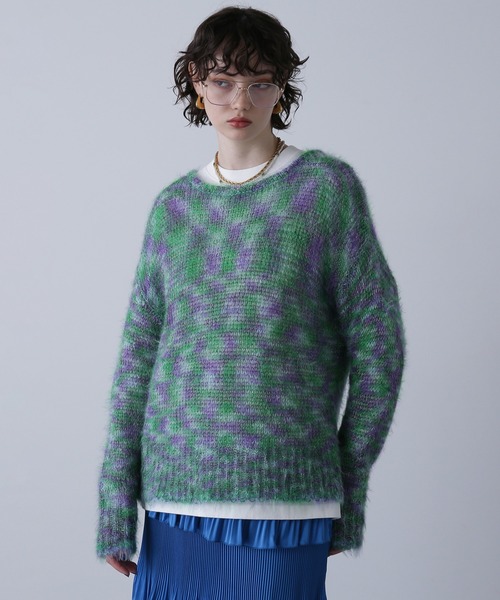 ROSE BUD(ローズバッド)の「ラメシアールーズニット(ニット/セーター・レディース・グレー/グリーン/ピンク・ONE SIZE)」の1枚目の写真