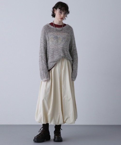 ROSE BUD(ローズバッド)の「ラメシアールーズニット(ニット/セーター・レディース・グレー/グリーン/ピンク・ONE SIZE)」の4枚目の写真
