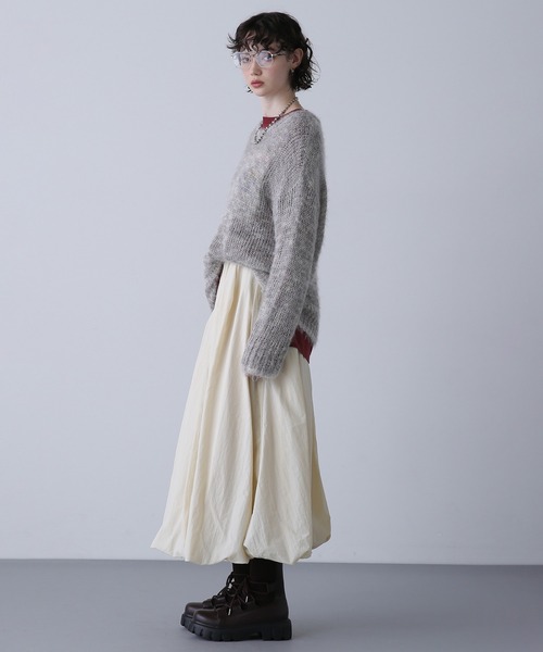 ROSE BUD(ローズバッド)の「ラメシアールーズニット(ニット/セーター・レディース・グレー/グリーン/ピンク・ONE SIZE)」の5枚目の写真