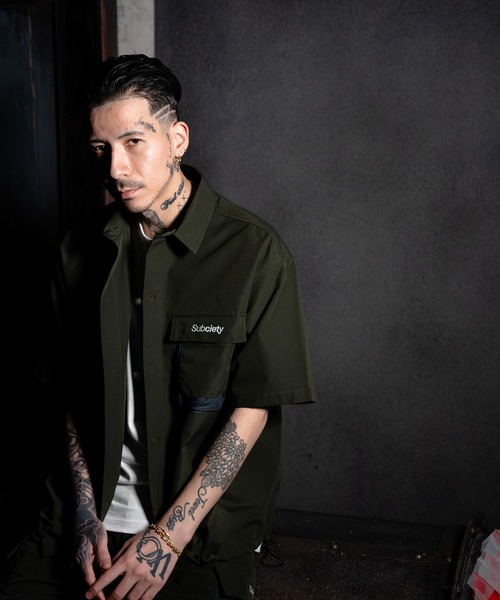 Subciety（サブサエティ）の「Ripstop cargo pocket shirt（シャツ/ブラウス・メンズ・ブラック/オリーブ/カモフラージュ・SMALL/MEDIUM/LARGE/X-LARGE）」の14枚目の写真