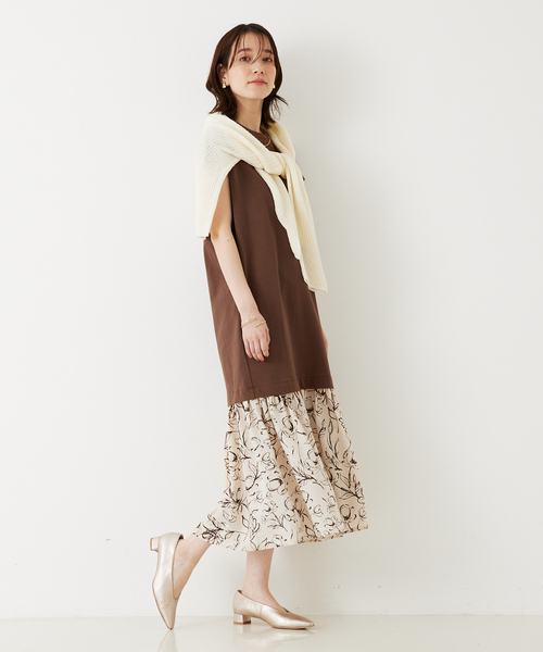 abahouse mavie（アバハウスマヴィ）の「【大人のいちまんワンピ】プリントコンビワンピ/春服/夏服（ワンピース・レディース・ブラウン/ブラック/ネイビー・フリー）」の7枚目の写真