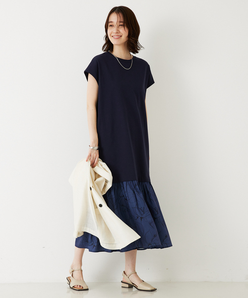 abahouse mavie（アバハウスマヴィ）の「【大人のいちまんワンピ】プリントコンビワンピ/春服/夏服（ワンピース・レディース・ブラウン/ブラック/ネイビー・フリー）」の9枚目の写真