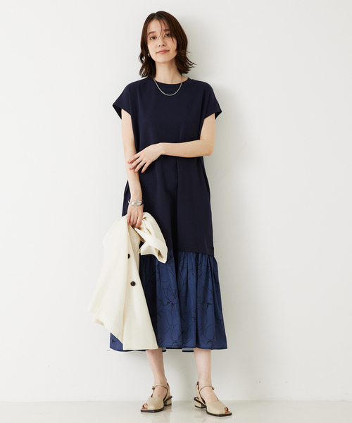 abahouse mavie（アバハウスマヴィ）の「【大人のいちまんワンピ】プリントコンビワンピ/春服/夏服（ワンピース・レディース・ブラウン/ブラック/ネイビー・フリー）」の10枚目の写真