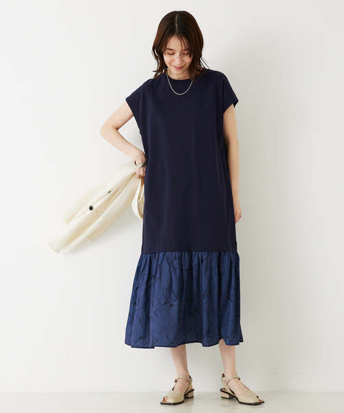 abahouse mavie（アバハウスマヴィ）の「【大人のいちまんワンピ】プリントコンビワンピ/春服/夏服（ワンピース・レディース・ブラウン/ブラック/ネイビー・フリー）」の11枚目の写真