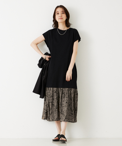 abahouse mavie（アバハウスマヴィ）の「【大人のいちまんワンピ】プリントコンビワンピ/春服/夏服（ワンピース・レディース・ブラウン/ブラック/ネイビー・フリー）」の15枚目の写真