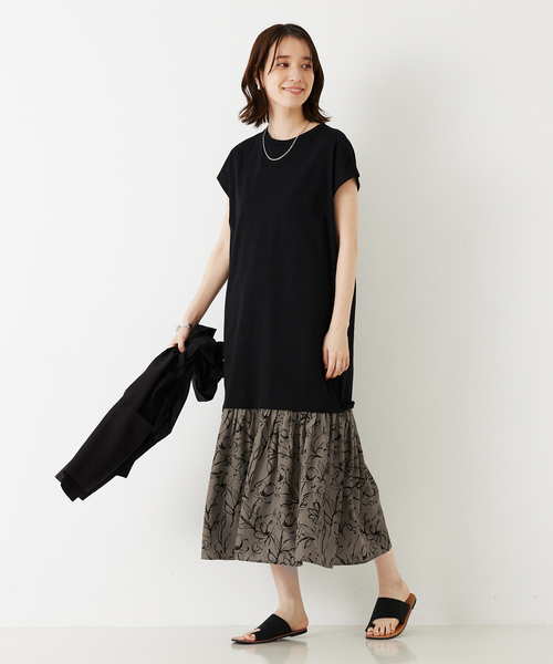 abahouse mavie（アバハウスマヴィ）の「【大人のいちまんワンピ】プリントコンビワンピ/春服/夏服（ワンピース・レディース・ブラウン/ブラック/ネイビー・フリー）」の16枚目の写真