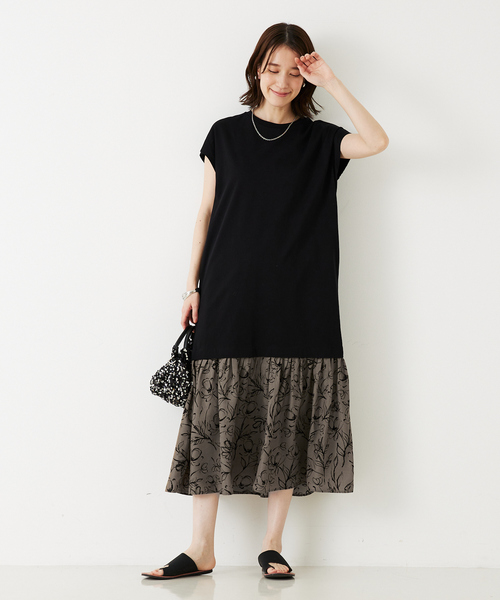 abahouse mavie（アバハウスマヴィ）の「【大人のいちまんワンピ】プリントコンビワンピ/春服/夏服（ワンピース・レディース・ブラウン/ブラック/ネイビー・フリー）」の17枚目の写真