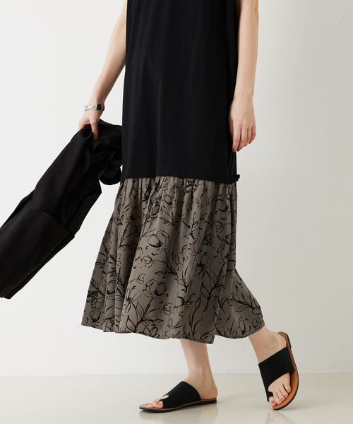 abahouse mavie（アバハウスマヴィ）の「【大人のいちまんワンピ】プリントコンビワンピ/春服/夏服（ワンピース・レディース・ブラウン/ブラック/ネイビー・フリー）」の18枚目の写真