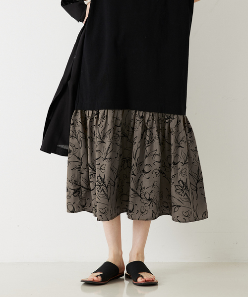 abahouse mavie（アバハウスマヴィ）の「【大人のいちまんワンピ】プリントコンビワンピ/春服/夏服（ワンピース・レディース・ブラウン/ブラック/ネイビー・フリー）」の22枚目の写真