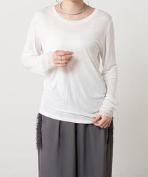 Jena espace merveilleux | 袖シアー無地ロンT(Tシャツ/カットソー)