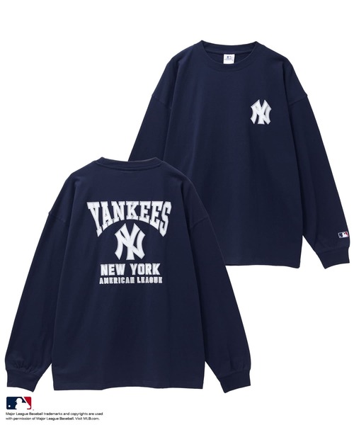 MLB(メジャーリーグベースボール)の「MLB / メジャーリーグベースボール ツイルワッペン ロングスリーブTシャツ(Tシャツ/カットソー・メンズ・ナチュラル/ホワイト/ブラック/ネイビー/アッシュグレー・L/XL/M)」の1枚目の写真