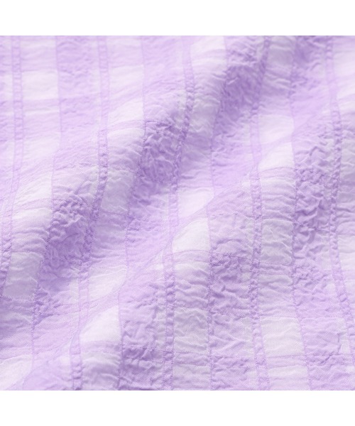 シアーチェック フリル 掛け布団カバー シングル パープル（寝具