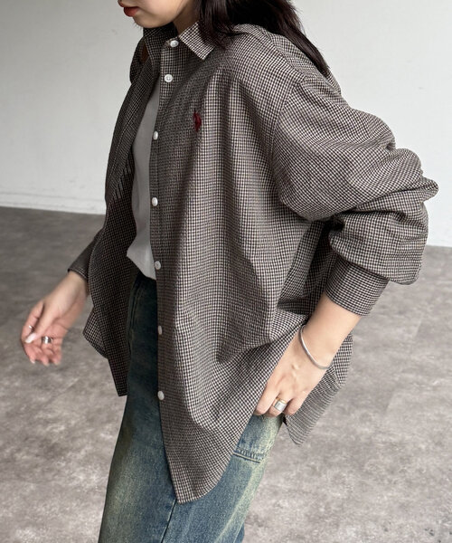 CPCM（シーピーシーエム）の「シアサッカーチェックシャツ（シャツ/ブラウス・レディース・ブルー/イエロー/オレンジ/グリーン/ブラウン・FREE）」の11枚目の写真