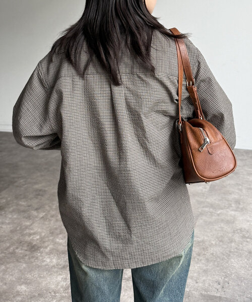 CPCM（シーピーシーエム）の「シアサッカーチェックシャツ（シャツ/ブラウス・レディース・ブルー/イエロー/オレンジ/グリーン/ブラウン・FREE）」の10枚目の写真