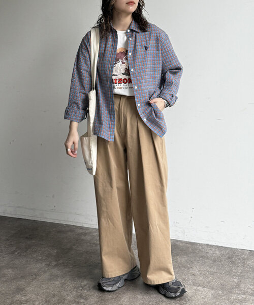 CPCM（シーピーシーエム）の「シアサッカーチェックシャツ（シャツ/ブラウス・レディース・ブルー/イエロー/オレンジ/グリーン/ブラウン・FREE）」の22枚目の写真