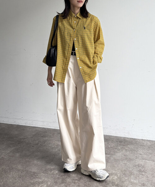 CPCM（シーピーシーエム）の「シアサッカーチェックシャツ（シャツ/ブラウス・レディース・ブルー/イエロー/オレンジ/グリーン/ブラウン・FREE）」の17枚目の写真