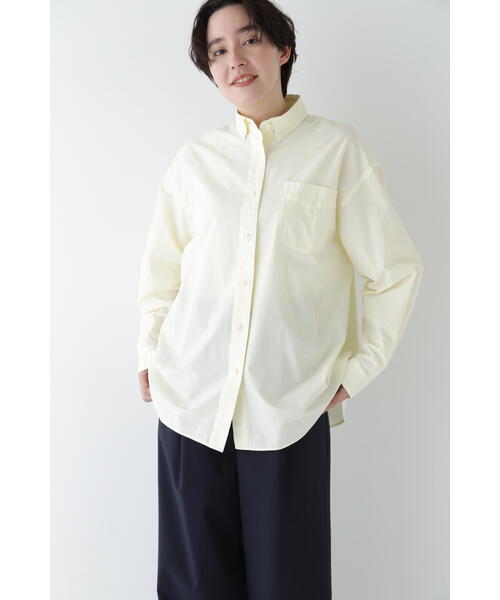 human woman（ヒューマンウーマン）の「◆製品染めボタンダウンオーバーシャツ（シャツ/ブラウス・レディース・ピンク/ホワイト系その他/イエロー・MEDIUM）」の4枚目の写真