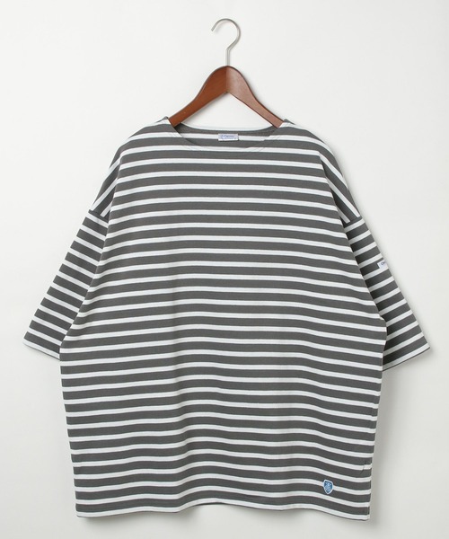 ORCIVAL(オーシバル)の「【ORCIVAL(オーシバル)】WIDE BODY BOAT NECK プルオーバー(Tシャツ/カットソー・メンズ・グレー/ネイビー・MEDIUM)」の3枚目の写真
