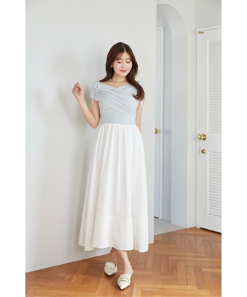 ワンピース herlipto Gathered Bicolor Dress Gathered Bicolor Dress（ワンピース）｜Her lip to（ハーリップ