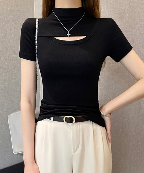 ROOPTOKYO（ループトウキョウ）の「ハイネックテレコリブギャザートップス 秋物 秋服 2026年秋冬（Tシャツ/カットソー・レディース・ピンク/グレー/ブラック/ベージュ/ブラウン/ホワイト・FREE）」の2枚目の写真