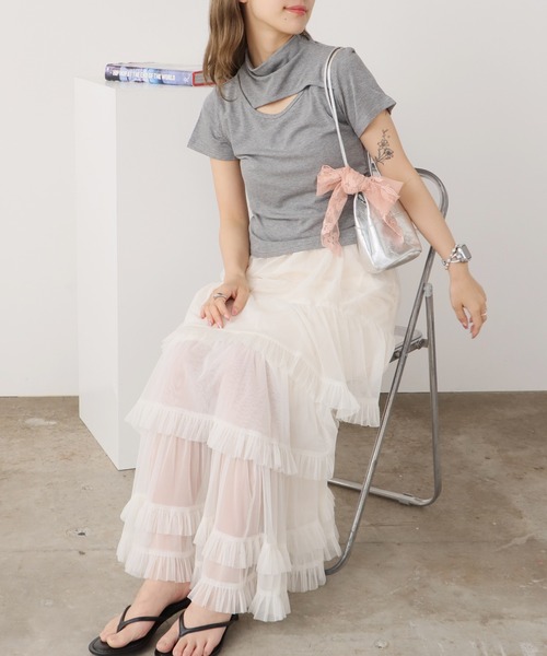 ROOPTOKYO（ループトウキョウ）の「ハイネックテレコリブギャザートップス 秋物 秋服 2026年秋冬（Tシャツ/カットソー・レディース・ピンク/グレー/ブラック/ベージュ/ブラウン/ホワイト・FREE）」の14枚目の写真