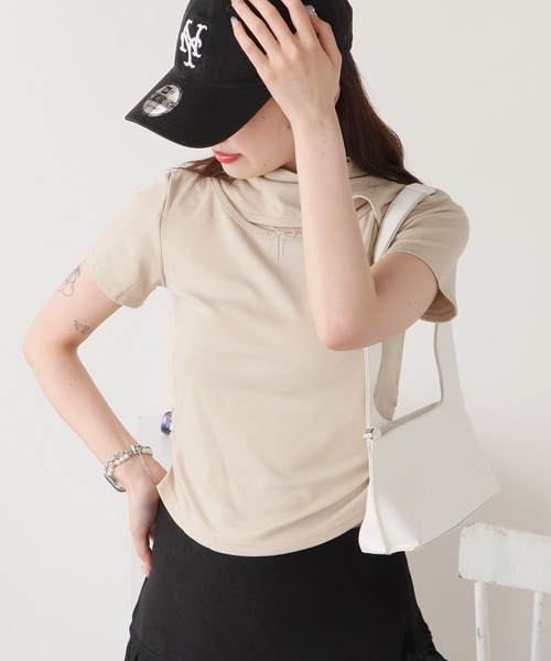 ROOPTOKYO（ループトウキョウ）の「ハイネックテレコリブギャザートップス 秋物 秋服 2026年秋冬（Tシャツ/カットソー・レディース・ピンク/グレー/ブラック/ベージュ/ブラウン/ホワイト・FREE）」の21枚目の写真