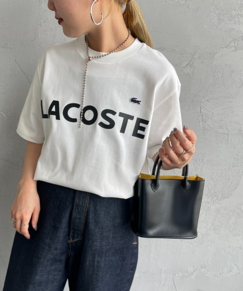 LACOSTE（ラコステ）の「[LACOSTE/ラコステ] ヘビーウェイト ロゴプリントＴシャツ（Tシャツ/カットソー・レディース・ブラック/ホワイト/キナリ/シルバー・2/3/4）」の2枚目の写真