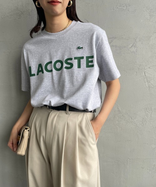 LACOSTE（ラコステ）の「[LACOSTE/ラコステ] ヘビーウェイト ロゴプリントＴシャツ（Tシャツ/カットソー・レディース・ブラック/ホワイト/キナリ/シルバー・2/3/4）」の4枚目の写真