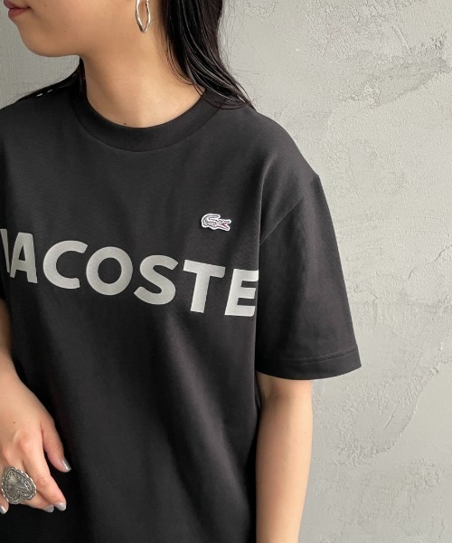 LACOSTE（ラコステ）の「[LACOSTE/ラコステ] ヘビーウェイト ロゴプリントＴシャツ（Tシャツ/カットソー・レディース・ブラック/ホワイト/キナリ/シルバー・2/3/4）」の6枚目の写真