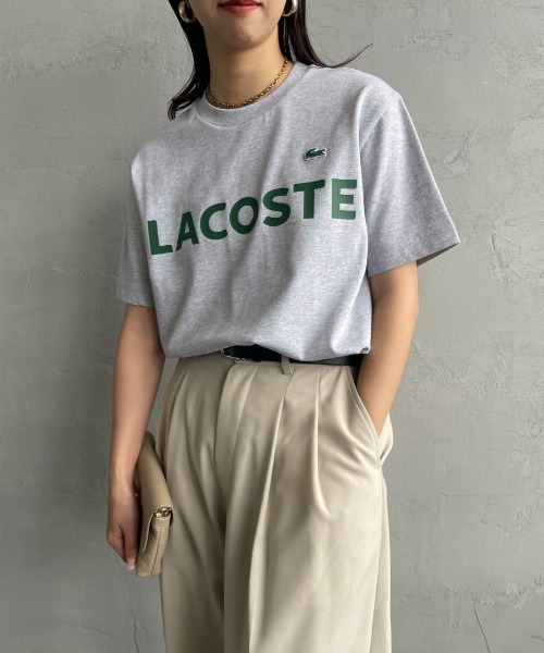 LACOSTE（ラコステ）の「[LACOSTE/ラコステ] ヘビーウェイト ロゴプリントＴシャツ（Tシャツ/カットソー・レディース・ブラック/ホワイト/キナリ/シルバー・2/3/4）」の14枚目の写真
