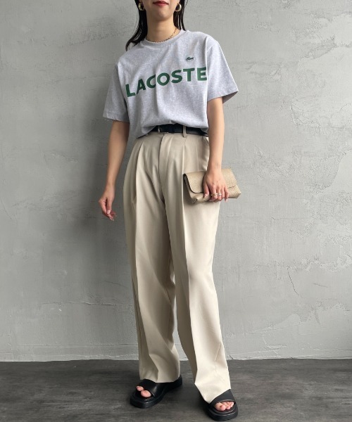 LACOSTE（ラコステ）の「[LACOSTE/ラコステ] ヘビーウェイト ロゴプリントＴシャツ（Tシャツ/カットソー・レディース・ブラック/ホワイト/キナリ/シルバー・2/3/4）」の16枚目の写真