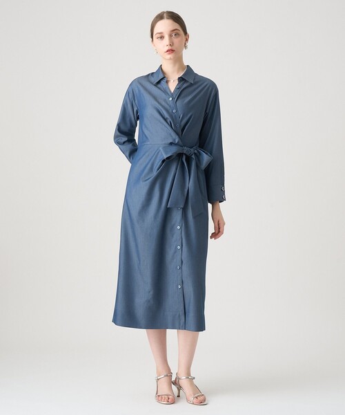 ANAYI(アナイ)の「テンセルツイルカシュクールワンピース(ワンピース・レディース・インディゴブルー/カーキ/グレイッシュベージュ・38/36/34)」の3枚目の写真