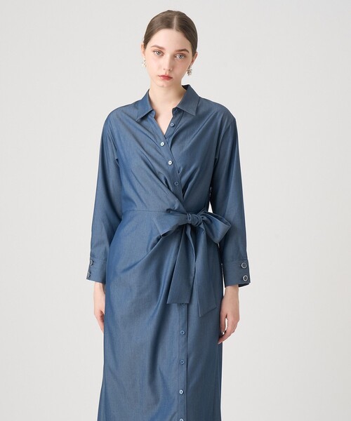 ANAYI(アナイ)の「テンセルツイルカシュクールワンピース(ワンピース・レディース・インディゴブルー/カーキ/グレイッシュベージュ・38/36/34)」の7枚目の写真