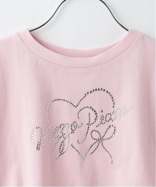 まゆお❤︎新品タグ付❤︎メゾピアノ❤︎９０❤︎みみぽぽウエディング❤︎半袖ワンピース セール】キラキラロゴ 短丈Tシャツ（Tシャツ/カットソー