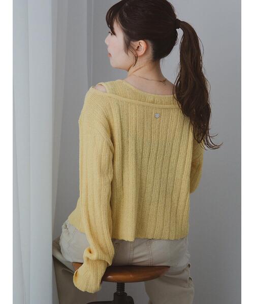 ehka sopo(エヘカソポ)の「レイヤード風ニットプルオーバー(ニット/セーター・レディース・イエロー/キナリ/グレー・F)」の3枚目の写真
