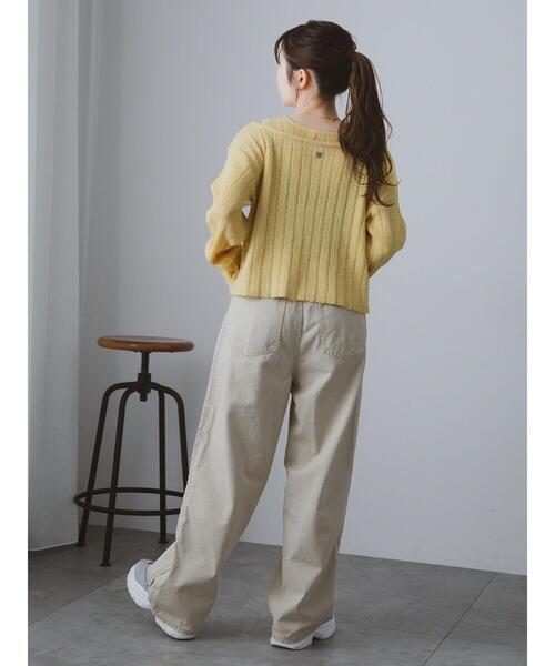 ehka sopo(エヘカソポ)の「レイヤード風ニットプルオーバー(ニット/セーター・レディース・イエロー/キナリ/グレー・F)」の9枚目の写真