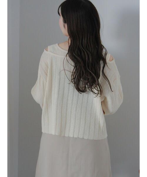 ehka sopo(エヘカソポ)の「レイヤード風ニットプルオーバー(ニット/セーター・レディース・イエロー/キナリ/グレー・F)」の12枚目の写真