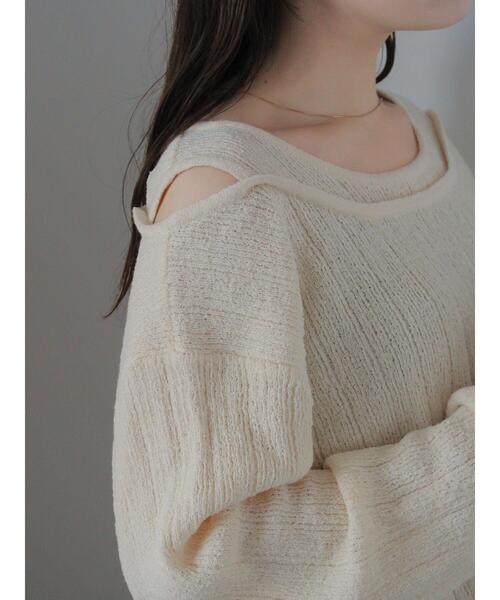 ehka sopo(エヘカソポ)の「レイヤード風ニットプルオーバー(ニット/セーター・レディース・イエロー/キナリ/グレー・F)」の13枚目の写真