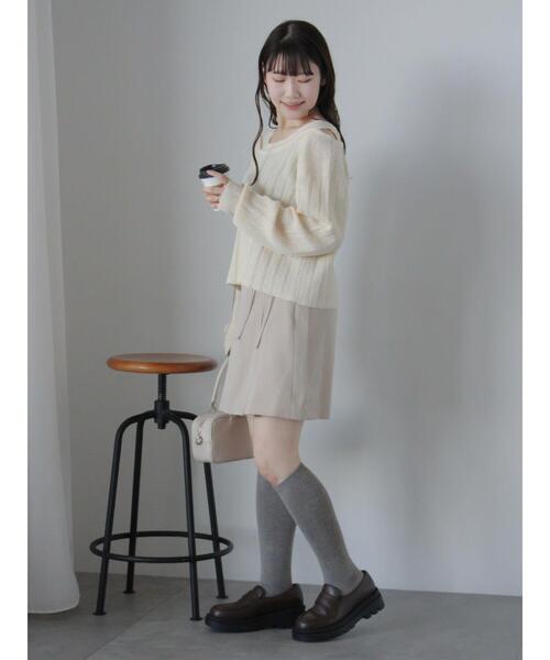 ehka sopo(エヘカソポ)の「レイヤード風ニットプルオーバー(ニット/セーター・レディース・イエロー/キナリ/グレー・F)」の16枚目の写真