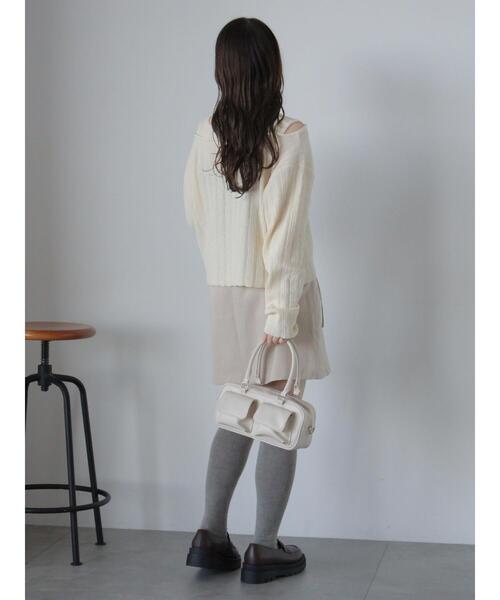 ehka sopo(エヘカソポ)の「レイヤード風ニットプルオーバー(ニット/セーター・レディース・イエロー/キナリ/グレー・F)」の17枚目の写真