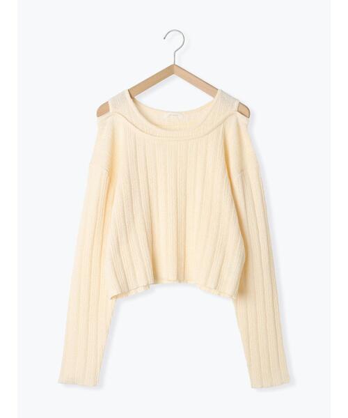 ehka sopo(エヘカソポ)の「レイヤード風ニットプルオーバー(ニット/セーター・レディース・イエロー/キナリ/グレー・F)」の19枚目の写真